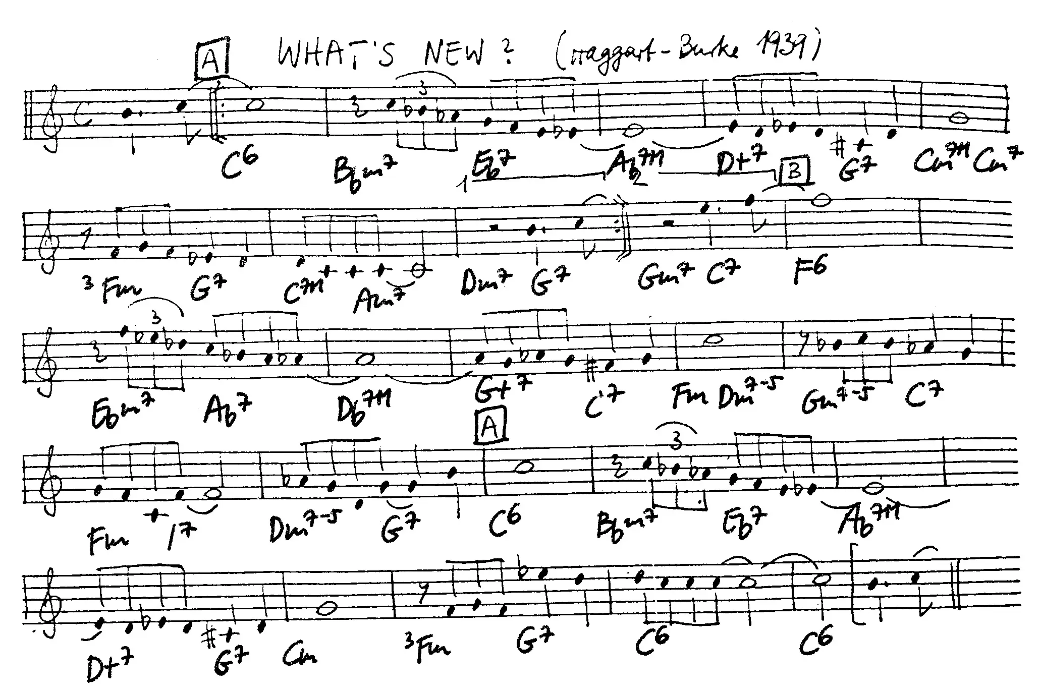 what's new free jazz leadsheet - Courtesy of the Jungle Jazz Band